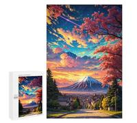 Puzzles for Teenagerss 1000 PCS Sakura Mount Fuji Sunset Anime Jigsaws for Adults Relaxing Games Difficult Challenge Fun Activities at Home 1000 PCS