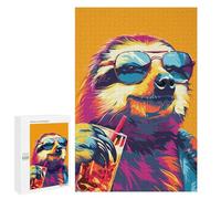 Puzzles for Teenagerss 1000 PCS Sloth Drinking Alcohol Adult Jigsaw Puzzle Relaxing Games Wall Decoration Fun Activities at Home 1000 PCS