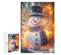Puzzles for Teenagerss 1000 PCS Smiling Snowman with Lights Adult Jigsaw Puzzle Toy Wall Decor Difficult Challenge Christmas Birthday Gifts 1000 PCS