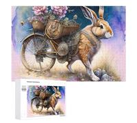 Puzzles for Teenagerss 1000 PCS Steampunk Rabbit with Bicycle Jigsaw for Adults Relax Games Perfect Decoration Fun Activities at Home 1000 PCS