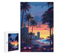 Puzzles for Teenagerss 1000 PCS Sunset Miami Pixel Art Jigsaw Puzzle Toy Wall Decor Home Decoration Unique Birthday And Xmas Gifts 1000 PCS