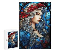 Puzzles for Teenagerss 1000 PCS The Lady in Blue Jigsaws for Adults Relaxing Games Difficult Challenge Fun Activities at Home 1000 PCS