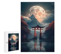Puzzles for Teenagerss 1000 PCS Torii Gate Under A Full Moon Jigsaws for Adults Relaxing Games Difficult Challenge Fun Activities at Home 1000 PCS