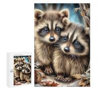 Puzzles for Teenagerss 1000 PCS Two Raccoons in Winter Forest Puzzles for Adults Fun Games Perfect Decoration Unique Birthday And Xmas Gifts 1000 PCS