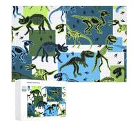 Puzzles for Teenagerss 1000 PCS Vibrant Dinosaur Skeletons Pattern Teenagers Puzzles Relaxing Games Presents for Women Fun Activities at Home 1000 PCS
