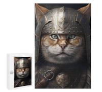 Puzzles for Teenagerss 1000 PCS Viking Cat Wearing Armor Jigsaws for Adults Relaxing Games Difficult Challenge Fun Activities at Home 1000 PCS