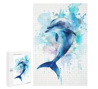 Puzzles for Teenagerss 1000 PCS Watercolor Dolphin Adult Jigsaw Puzzle Relaxing Games Wall Decoration Fun Activities at Home 1000 PCS