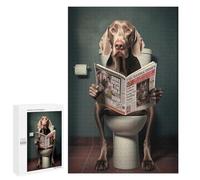 Puzzles for Teenagerss 1000 PCS Weimaraner on The Toilet Jigsaw Puzzle Toy Wall Decor Home Decoration Unique Birthday And Xmas Gifts 1000 PCS