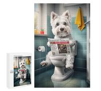 Puzzles for Teenagerss 1000 PCS Westie on The Toilet Jigsaw Puzzle Toy Wall Decor Home Decoration Unique Birthday And Xmas Gifts 1000 PCS