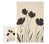 Puzzles for Teenagerss 1000 PCS Wildflowers Mid Century Black Jigsaw Puzzle Relax Games Perfect Decoration Unique Birthday And Xmas Gifts 1000 PCS