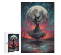 Puzzles for Teenagerss 1000 PCS Witch Skeleton Dancing Under Full Moon Adult Jigsaw Puzzle Toy Wall Decor Difficult Challenge Christmas Birthday Gifts 1000 PCS