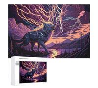 Puzzles for Teenagerss 1000 PCS Wolf Howling at Lightning Storm Jigsaw Puzzle Fun Games Pattern Assembly Unique Birthday And Xmas Gifts 1000 PCS