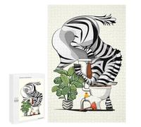 Puzzles for Teenagerss 1000 PCS Zebra Drinking from Toilet Jigsaw Puzzle Relax Games Perfect Decoration Unique Birthday And Xmas Gifts 1000 PCS