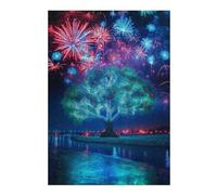 Puzzles for Teenagerss 1000pcs(38x26cm) S Fireworks Over Illuminated Tree Jigsaw Puzzle Relaxing Games Difficult Challenge Challenging Game Gifts 1000pcs(38x26cm) S
