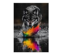 Puzzles for Teenagerss 1000pcs(38x26cm) S Wolf in Water with Rainbow Splash Jigsaw for Adults Toy Wall Decor For Family Fun Fun at Home Activities, 1000pcs(38x26cm) S