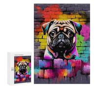 Puzzles for Teenagerss 300 PCS Aesthetic Pug Dog Graffiti Jigsaw Puzzle Toy Wall Decor Home Decoration Unique Birthday And Xmas Gifts 300 PCS
