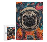 Puzzles for Teenagerss 300 PCS Animal Pug Astronaut Space Jigsaws for Adults Relaxing Games Difficult Challenge Fun Activities at Home 300 PCS