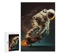 Puzzles for Teenagerss 300 PCS Astronaut Skateboarding in Space Jigsaw Puzzle Toy Wall Decor Home Decoration Unique Birthday And Xmas Gifts 300 PCS