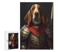 Puzzles for Teenagerss 300 PCS Basset Hound in Armor Jigsaw Puzzle Brain Teaser Game Birthday Present Fun at Home Activities, 300 PCS
