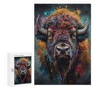 Puzzles for Teenagerss 300 PCS Bison Painting Jigsaw Puzzle Fun Games Pattern Assembly Unique Birthday And Xmas Gifts 300 PCS