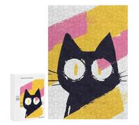 Puzzles for Teenagerss 300 PCS Black Cat with Big Eyes Abstract Adult Jigsaw Puzzle Toy Wall Decor Difficult Challenge Christmas Birthday Gifts 300 PCS