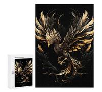 Puzzles for Teenagerss 300 PCS Black Gold Phoenix Jigsaws for Adults Relaxing Games Difficult Challenge Fun Activities at Home 300 PCS
