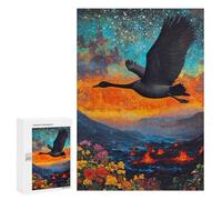 Puzzles for Teenagerss 300 PCS Black Swan Flying Over Volcanic Landscape Jigsaw Puzzle Toy Wall Decor Home Decoration Unique Birthday And Xmas Gifts 300 PCS