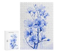 Puzzles for Teenagerss 300 PCS Blue Flower Cherry Blossom Jigsaws for Adults Relaxing Games Difficult Challenge Fun Activities at Home 300 PCS