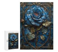 Puzzles for Teenagerss 300 PCS Blue Gothic Rose Jigsaws for Adults Relaxing Games Difficult Challenge Fun Activities at Home 300 PCS