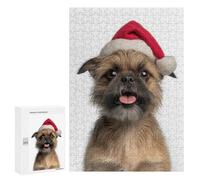 Puzzles for Teenagerss 300 PCS Brussels Griffon Dog with Santa Hat Jigsaws for Adults Relaxing Games Difficult Challenge Fun Activities at Home 300 PCS