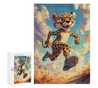 Puzzles for Teenagerss 300 PCS Cheetah Running Jigsaws for Adults Relaxing Games Difficult Challenge Fun Activities at Home 300 PCS