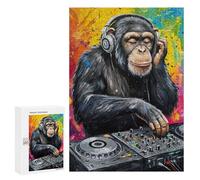 Puzzles for Teenagerss 300 PCS Chimpanzee DJ with Headphones Adult Jigsaw Puzzle Toy Wall Decor Difficult Challenge Christmas Birthday Gifts 300 PCS