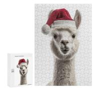 Puzzles for Teenagerss 300 PCS Christmas Alpaca with Santa Hat Jigsaw Puzzle Toy Wall Decor Home Decoration Unique Birthday And Xmas Gifts 300 PCS