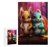 Puzzles for Teenagerss 300 PCS Colorful Squirrels in Fantasy Forest Teenagers Puzzles Relaxing Games Presents for Women Fun Activities at Home 300 PCS