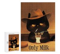 Puzzles for Teenagerss 300 PCS CowBoy Cat - Western Cat Jigsaw Puzzle Brain Teaser Game Birthday Present Fun at Home Activities, 300 PCS