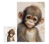 Puzzles for Teenagerss 300 PCS Cute Baby Monkey Painting Jigsaw Puzzle Fun Games Pattern Assembly Unique Birthday And Xmas Gifts 300 PCS