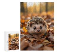 Puzzles for Teenagerss 300 PCS Cute Hedgehog in Autumn Leaves Jigsaws for Adults Relaxing Games Difficult Challenge Fun Activities at Home 300 PCS