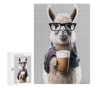 Puzzles for Teenagerss 300 PCS Cute Llama And Expresso Jigsaw Puzzle Relax Games Perfect Decoration Unique Birthday And Xmas Gifts 300 PCS
