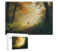 Puzzles for Teenagerss 300 PCS Deer in Autumn Forest Jigsaw Puzzle Fun Games Pattern Assembly Unique Birthday And Xmas Gifts 300 PCS