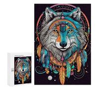Puzzles for Teenagerss 300 PCS Dreamcatcher Mandala Wolf Adult Jigsaw Puzzle Toy Wall Decor Difficult Challenge Christmas Birthday Gifts 300 PCS
