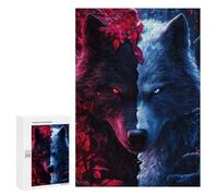 Puzzles for Teenagerss 300 PCS Dual Wolves Red And Blue Puzzles for Adults Fun Games Perfect Decoration Unique Birthday And Xmas Gifts 300 PCS