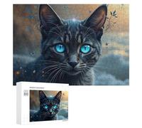 Puzzles for Teenagerss 300 PCS Enchanted Cat with Glowing Eyes Jigsaw for Adults Relax Games Perfect Decoration Fun Activities at Home 300 PCS
