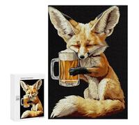 Puzzles for Teenagerss 300 PCS Fennec Fox Beer Jigsaw Puzzle Fun Games Pattern Assembly Unique Birthday And Xmas Gifts 300 PCS