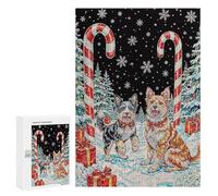 Puzzles for Teenagerss 300 PCS Festive Dogs in Winter Wonderland Jigsaw Puzzle Toy Wall Decor Home Decoration Unique Birthday And Xmas Gifts 300 PCS