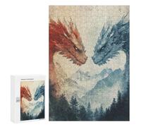Puzzles for Teenagerss 300 PCS Fire And Ice Dragons Adult Jigsaw Puzzle Toy Wall Decor Difficult Challenge Christmas Birthday Gifts 300 PCS
