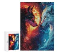 Puzzles for Teenagerss 300 PCS Fire And Ice Wolf Jigsaw Puzzle Brain Teaser Game Birthday Present Fun at Home Activities, 300 PCS
