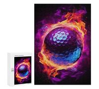 Puzzles for Teenagerss 300 PCS Flame Engulfed Golf Ball Jigsaws for Adults Relaxing Games Difficult Challenge Fun Activities at Home 300 PCS