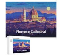 Puzzles for Teenagerss 300 PCS Florence Cathedral Italy Cityscape Illustration Jigsaw Puzzle Brain Teaser Game Birthday Present Fun at Home Activities, 300 PCS