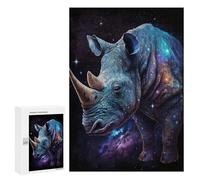 Puzzles for Teenagerss 300 PCS Galactic Rhino Cosmic Art Print Jigsaw Puzzle Relax Games Perfect Decoration Unique Birthday And Xmas Gifts 300 PCS