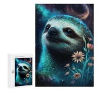 Puzzles for Teenagerss 300 PCS Galactic Sloth with Flowers Jigsaw Puzzle Relax Games Perfect Decoration Unique Birthday And Xmas Gifts 300 PCS